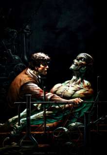Greg Staples - Bernie Wrightson Frankenstein Homage Oil Painting Created For Director Frank Darabont!