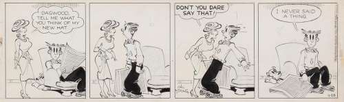 Chic Young | Blondie, strip Ã  l’encre de Chine et au crayon bl… | Banque Dessinée