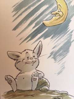 Masbou - Dessin original couleur - De Cape et de Crocs - Eusèbe sous la Lune | Catawiki