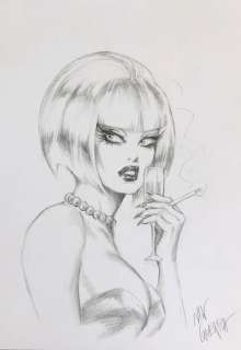 Nik Guerra - illustrazione originale â€œMagentaâ€ - matita su cartoncino - firmato - Loose page | Catawiki