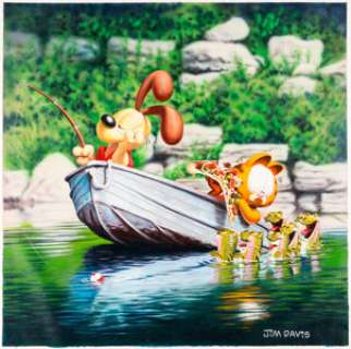 Jim Davis Studio The Art of Being Garfield 2003 Calendar "July" Painting Original Art (Andrews McMeel Pub., 2002).... | Heritage