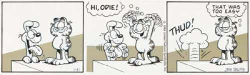 Davis, Jim | Jim Davis Garfield Daily Comic Strip Original Art dated 1-31-89 (United Feature Syndicate, 1989).... | Heritage