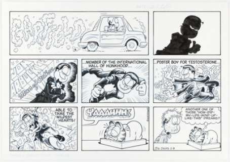 Jim Davis Garfield Sunday Comic Strip Original Art dated 2-9-03 (PAWS, 2003). | Heritage