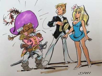 Dany - Dessin original couleur - Â«Â La Belle Colombe en Bonne CompagnieÂ Â» | Catawiki
