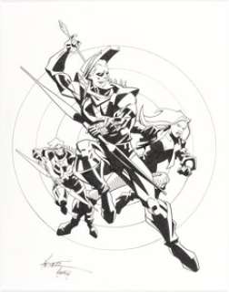 Phil Hester and Ande Parks - Green Arrow Family Illustration Original Art (2024). | Heritage