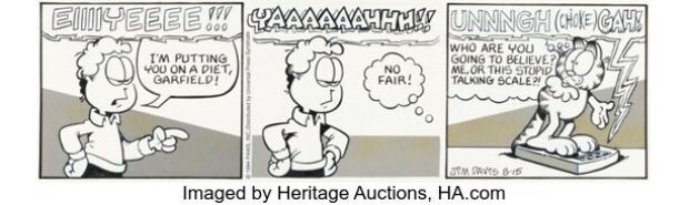 Jim Davis Garfield Daily Comic Strip Original Art dated 8-15-94 (PAWS/Universal Press Syndicate, 1994). | Heritage