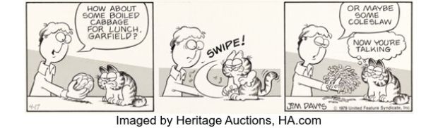 Jim Davis Garfield Daily Comic Strip Original Art dated 4-17-79 (United Feature Syndicate, 1979). | Heritage