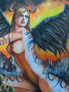 Fallen Angel - Original illustration in colour - Size: 30 x 40 cm