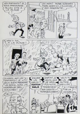 Histoire » a La Plage » – Michel-Paul Giroud | « Tonton Bola » – Planche Originale – Page FIN | Zic et Bul