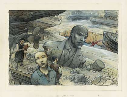 *Enki Bilal Né En 1951 Partie de Chasse Épitaphe Encre de Chine, Gouache Et Crayon Pour Un Dessin Réalisé En 1990 Pour Illu... | Partie de chasse | Artcurial