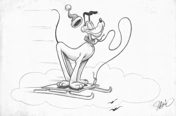 Pluto’s Christmas Flight – Original Pencil Illustration | Corner4art