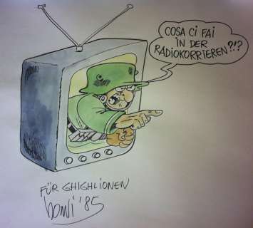 Bonvi - Acquerello originale/dedicace "Sturmtruppen" cm 70x90 - Loose page - (1985) | Catawiki