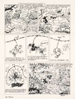 Batem (Luc Collin Dit) Né En 1960 Marsupilami - Tome 4 Le Pollen Du Monde Urticando Encre de Chine Pour La Planche 7 de Cet... - Lot 53 - Marsupilami - Tome 4