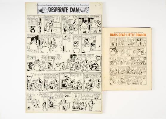 Lot 20 - Desperate Dan original artwork (1947) drawn and signed by Dudley Watkins for The Dandy April 12 | Comic Book Auctions ltd