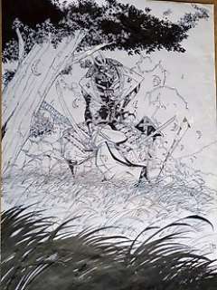 Hub - Couverture originale - Okko - Le cycle de l‘air - I & II - encre + gouache blanche - (2010)