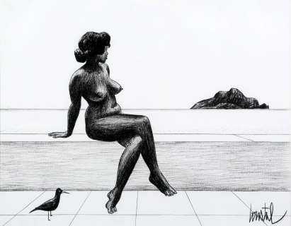 Loustal | Les Nus du crayon, illustration au fusain intitulÃ… | Banque Dessinée