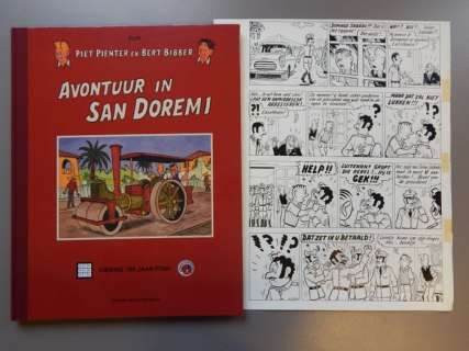 Piet Pienter en Bert Bibber 11 - Originele pagina (p.38) + luxe groot formaat album - Avontuur in San Doremi - (1959/2019) | Catawiki