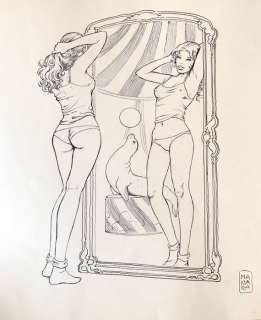 Milo Manara | Milo Manara, Calendario Lavazza - Illustrazione originale â€œCon te partirÃ²â€ - Page volante - Exemplaire unique - (2011) | Catawiki