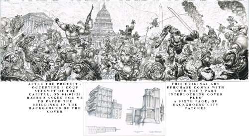 Freddie E. Williams II - GIJOE REAL AMERICAN HERO (Issues #281-285 COVERs) FIVE 11×17 Boards Taped on the Back PLUS 17×11 Background Patch