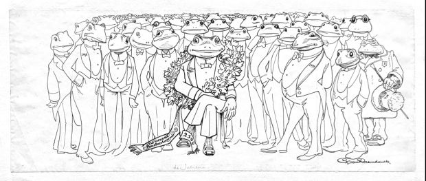 George van Raemdonck (alias Hop) “2500 grenouilles”, illustration originale Groene Amsterdammer | Comic Art Masters