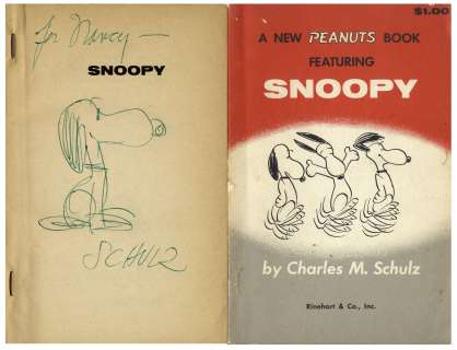 Charles Schulz Hand-Drawn Sketch of Snoopy in ’’A New Peanuts Book Featuring Snoopy’’ | Nate Sanders