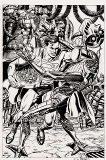 Chris Weston - superman: last stand of new krypton #3 cover (superman holding kandor battles brainiac robot! ) 2010