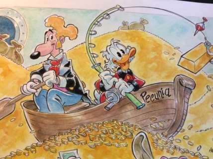 Alessandro Gottardo | Donald Duck - â€œRiserva privata di pesca aureaâ€ - Page volante - Exemplaire unique - (2020/2020) | Catawiki