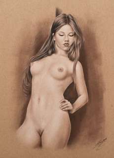 Denis Prenzel | Denis Prenzel - Original drawing - Pin-up - Kim - Size: 30 x 40 cm. | Catawiki
