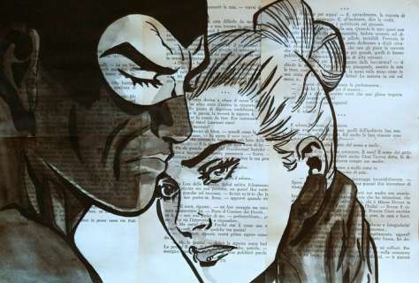 Andrea Boriani | Diabolik - Andrea Boriani - carta antica hand painted - Page volante | Catawiki