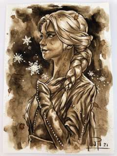 Juapi Coffee Artist | Original Coffee Painting - ELSA (Frozen) (2021) | Catawiki
