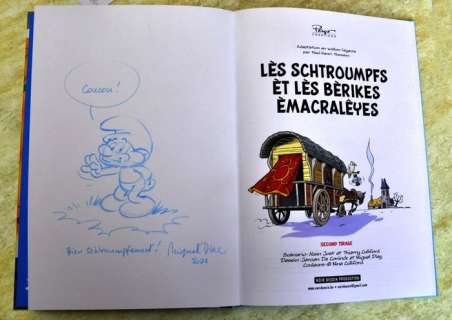 Peyo / Miguel Diaz | Les Schtroumpfs - Les Schtroumpfs et la machine Ã  rêver en wallon liégeois - avec dédicace par Miguel Diaz + ex-libris - HC 40ex - Cartonné - EO - (2020/2021) | Catawiki