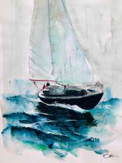 Follet, René | Follet, René - Dessin original - Voilier - Un gosse a abattre - (1985) | Catawiki