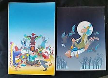 Marc Sleen | Nero - 2 originele inkleuringen Hela de heks + De indiaanse neusfluit - (1986/1987) | Catawiki