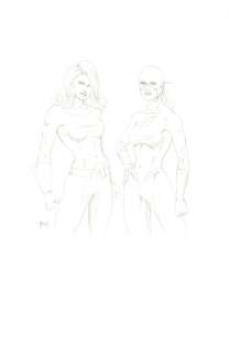 Mitch Foust - Aquaman And Flash Gender Bending Pencil Piece For Print - Signed