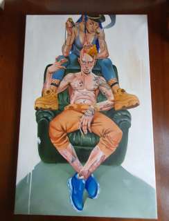 Man | Man - Peinture originale sur toile - Héros Tatoués - Tintin - (2018) | Catawiki