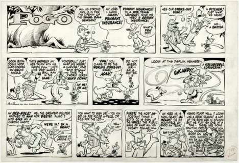 109: Kelly Pogo Sunday 4/12/64 original comic art | Russ Cochran