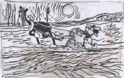 Tony Fernandez, Disney Artist | Mickey Mouse inspired by Van Gogh’s Landscape Paintings - Original Sketch - Tony Fernandez - Original Art | Catawiki