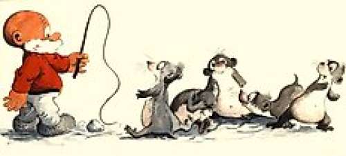 Jean Dulieu (Jan Van Oort) | Paulus de Boskabouter - Originele aquarel voor Margriet - Paulus ’dresseert’ de kinderen van Gregorius Das - (1962/1965) | Catawiki