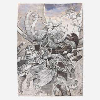 Simon Bisley, Berserker 2018 Sketchbook Interior Illustration Original Art (2018) | Landry Pop Auctions