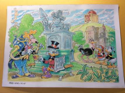 Alessandro Gottardo | Donald Duck - Original illustration in colour - â€œPaperopoli al parcoâ€ - Size: 35 x 25,5 cm. - Page volante - (2020) | Catawiki