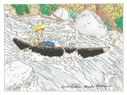 Wasterlain | Hommage Ã  Hergé 1 - Dessin original - Jeannette Pointu "L’oreille Cassée" - Page volante - (2017) | Catawiki