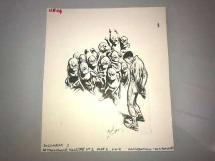 Follet, René | Follet, René - Dessin original - Le Trombone illustré - Le Condamné - (1977) | Catawiki
