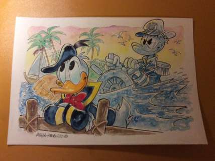 Alessandro Gottardo | Donald Duck - â€œIl marinaio sogna da ammiraglioâ€ - Page volante - Exemplaire unique - (2021/2021) | Catawiki