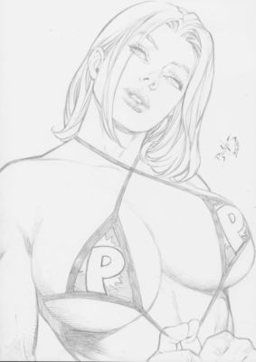 Ed Benes | Power Girl - 09"x12" Pencil | Ed Benes