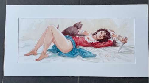 Enrico Marini | Marini - Dessin original - Mejai et son chat - Le Scorpion - (2015) | Catawiki