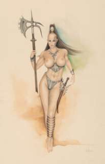Barbara Jensen (American, 20th Century)
 Warrior Queen
 Mixed media on board
 23 x 14.5 in.
 Signed lower right
 
 ...