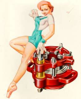 George Petty (American, 1894-1975)
 Pinup with AP Threader, Ridge Tools advertisement
 Watercolor, gouache, and acrylic ... | Heritage