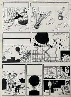 De Moor, Bob | De Moor, Bob - Originele pagina - Meester Mus - Een bewogen ballonvaart - (1955) | Catawiki