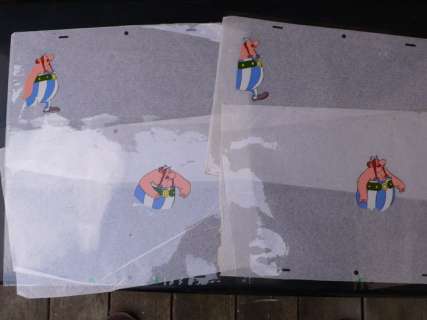 Uderzo | Asterix - 4 Cellulo Obélix Ã  la foire de Paris Studio Idéfix Année 70’ - Page volante - Exemplaire unique - (1970/1970) | Catawiki