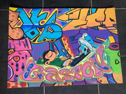 Di Matteo, Leonardo | Di Matteo, Leonardo - Dessin original couleur - Hommage Ã  Gaston | Catawiki